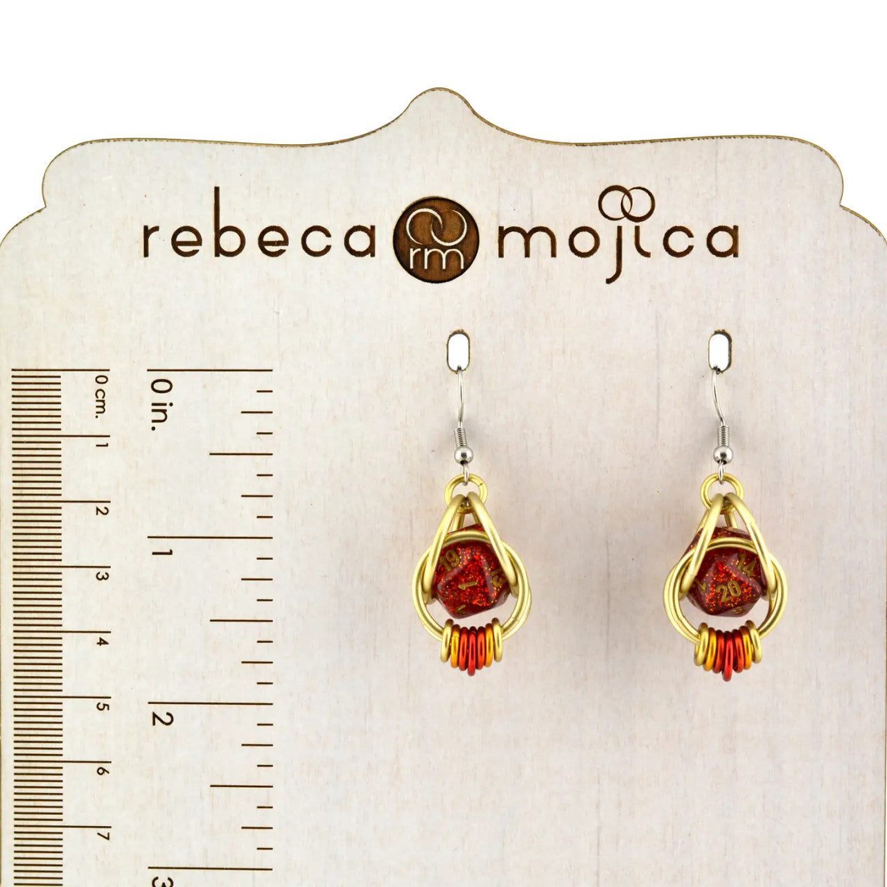 D20 Red Glitter Earrings - Mini Dice Chainmaille Jewelry