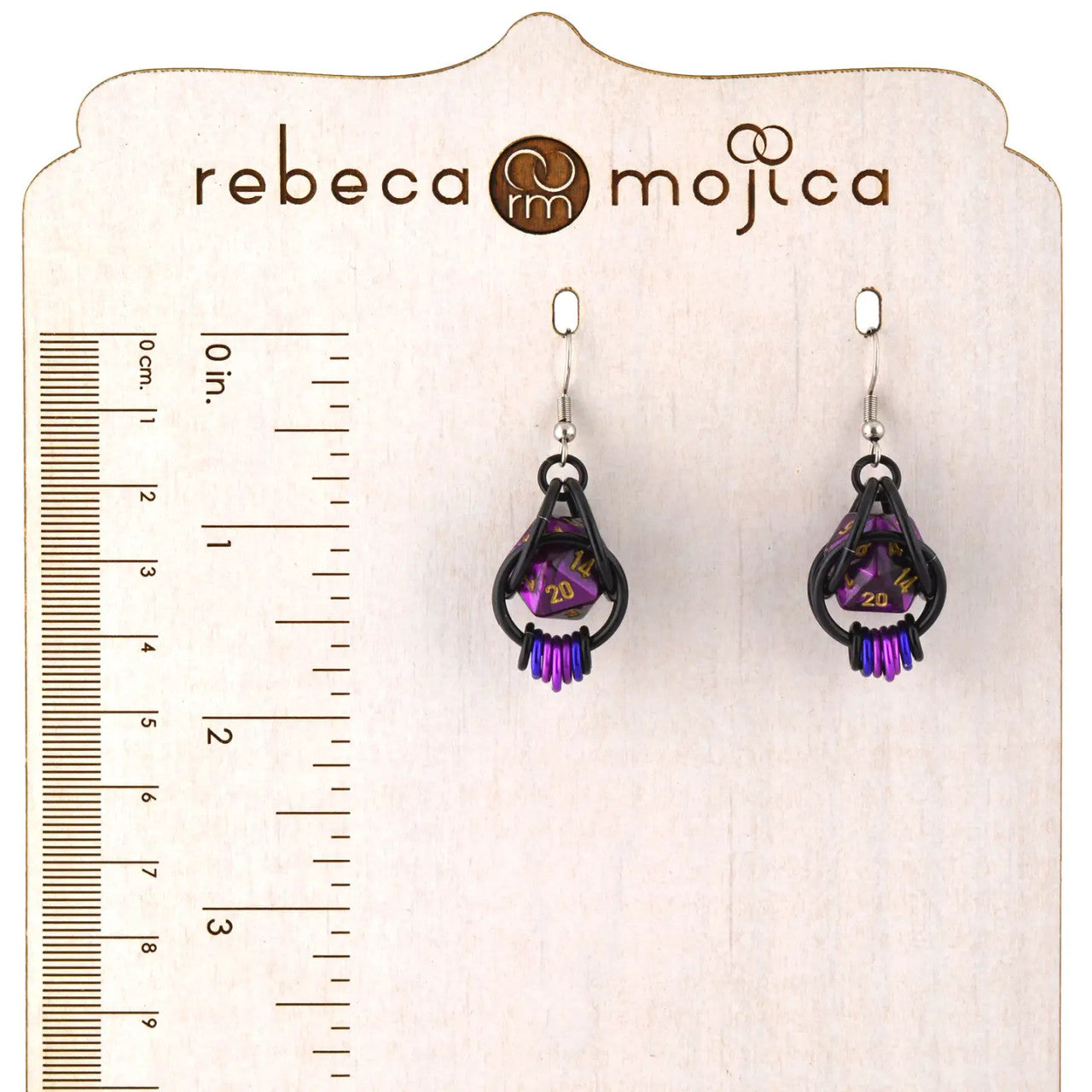 D20 Purple Goth Dice Earrings