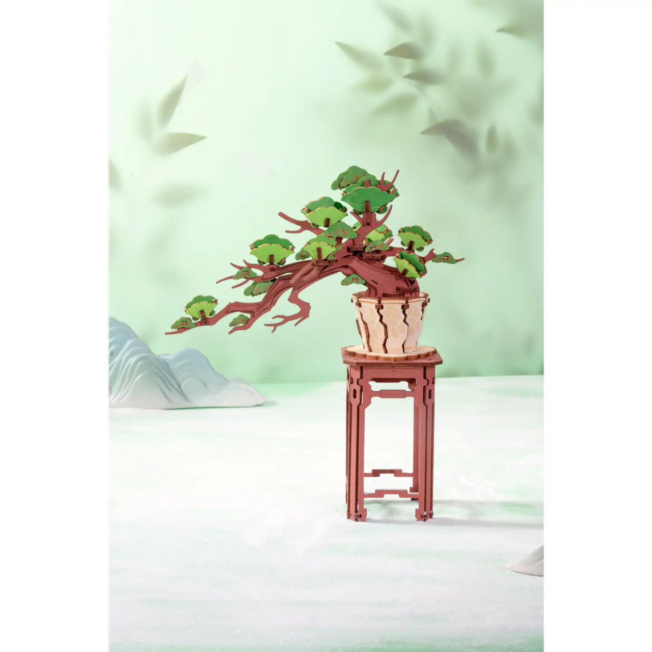 Modern Wooden Puzzle: Evergreen Pine Bonsai