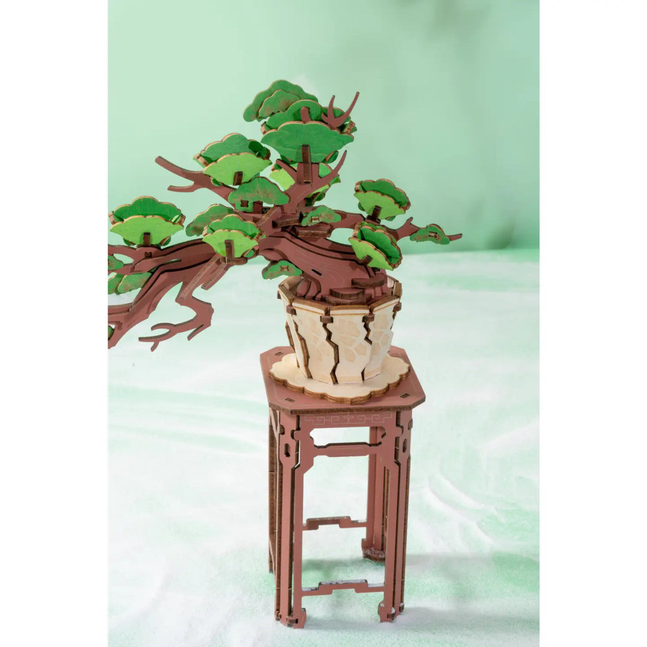 Modern Wooden Puzzle: Evergreen Pine Bonsai