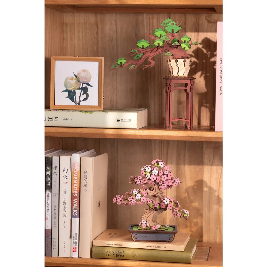 Modern Wooden Puzzle: Evergreen Pine Bonsai