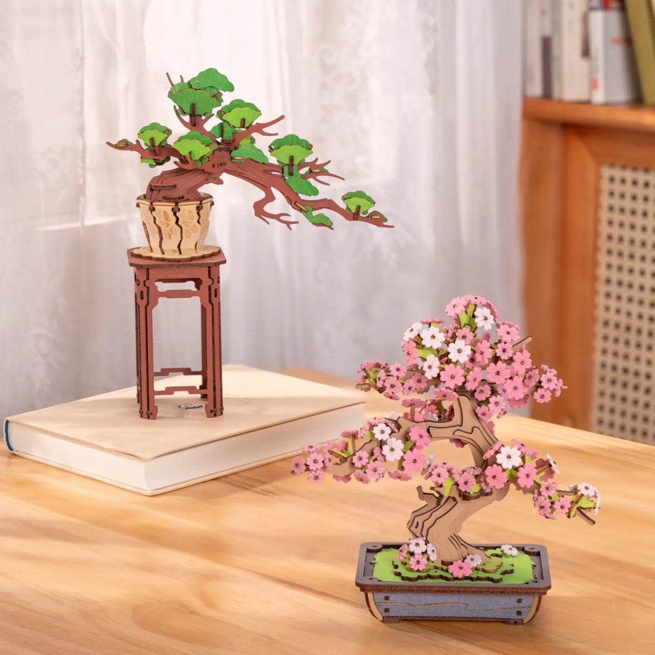Modern Wooden Puzzle: Evergreen Pine Bonsai