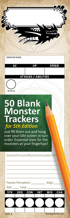 Blank Monster Trackers DnD 5e / 2024