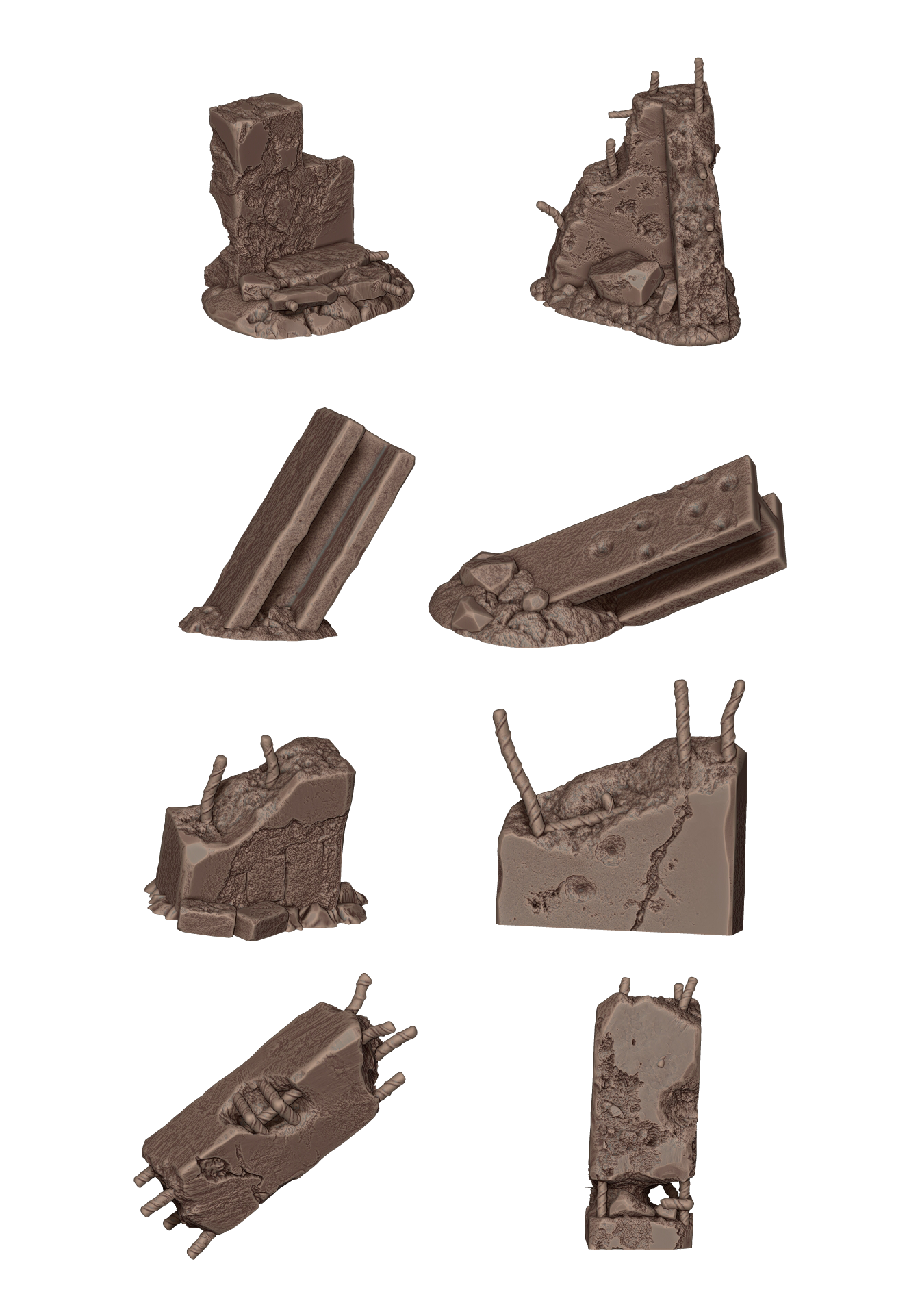 AK Interactive AKBIT0023 Concrete Ruins - 8 basing pieces