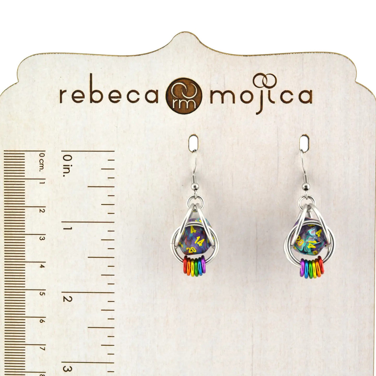 D20 Rainbow Pride Earring - Multi Color Dice