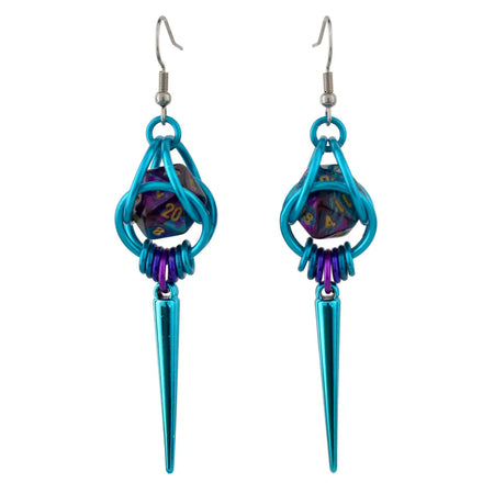 D20 Dice Earrings with Spike - Magical Butterfly