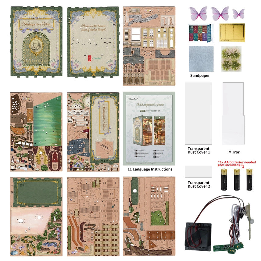 DIY Book Nook Kit: Shakespeare's Verse with Dust Cover
