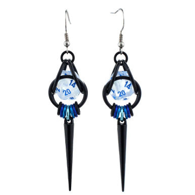 D20 Black Spike Dice Earrings - UV Reactive Jewelry