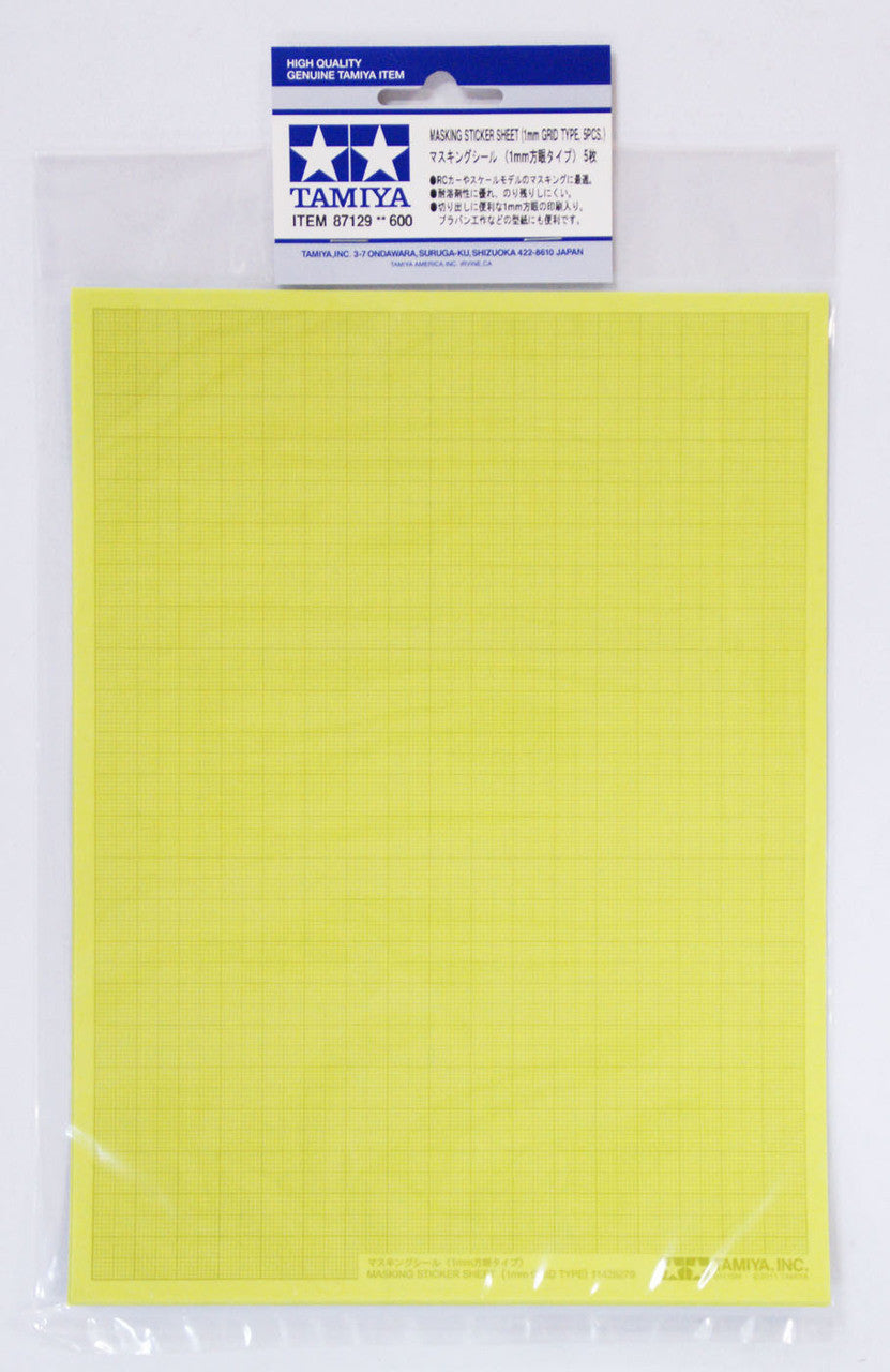 Sticker Mask Sheet Masking Sticker Sheet (5) w/1mm Grid 87129