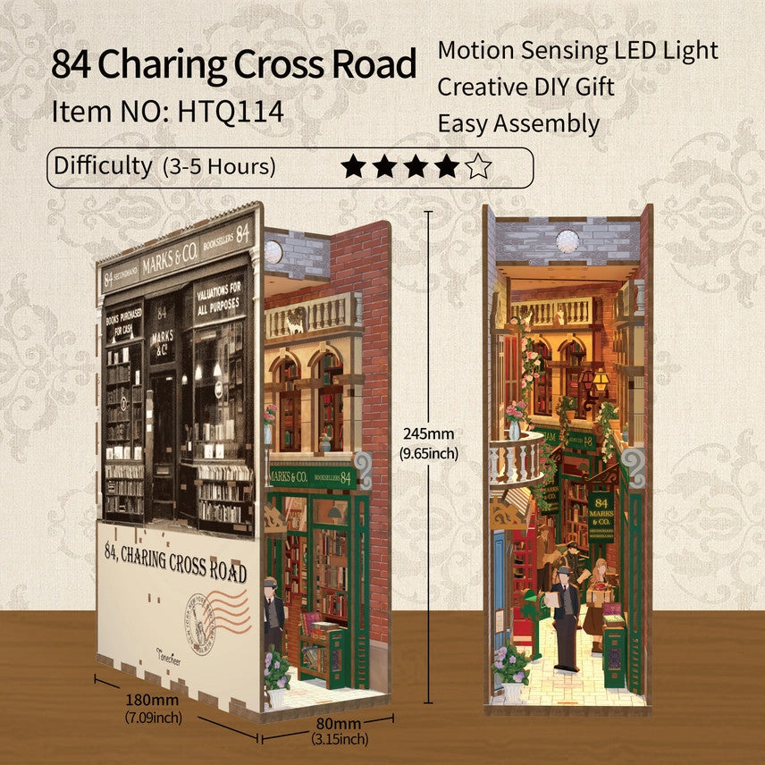 DIY Miniature House Book Nook Kit: 84 Charing Cross Road