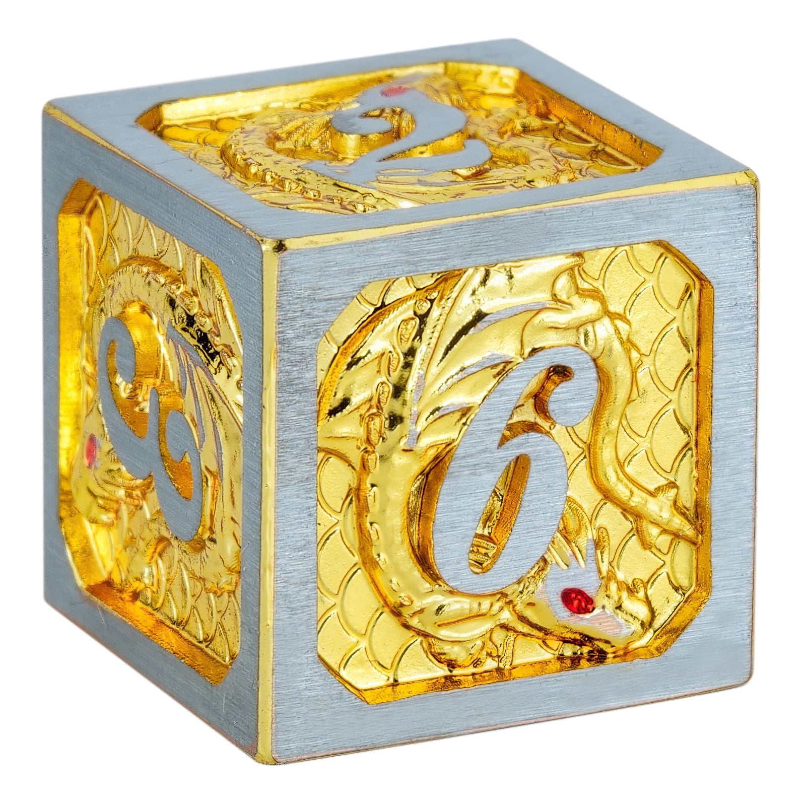 HYMGHO Dragon Scale Gold solid metal RPG dice set