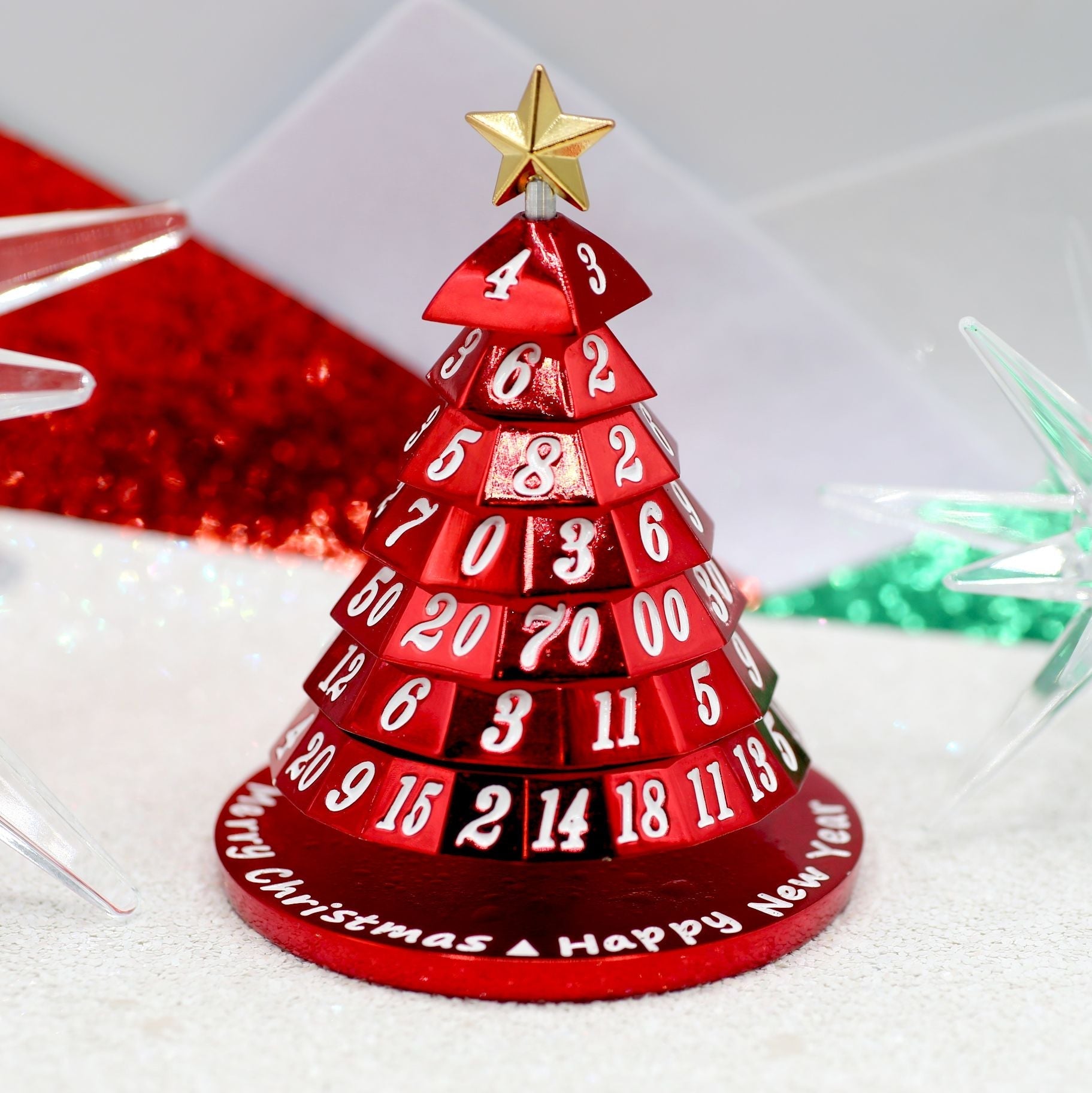 HYMGHO Metal Christmas Tree Dice Red image 2