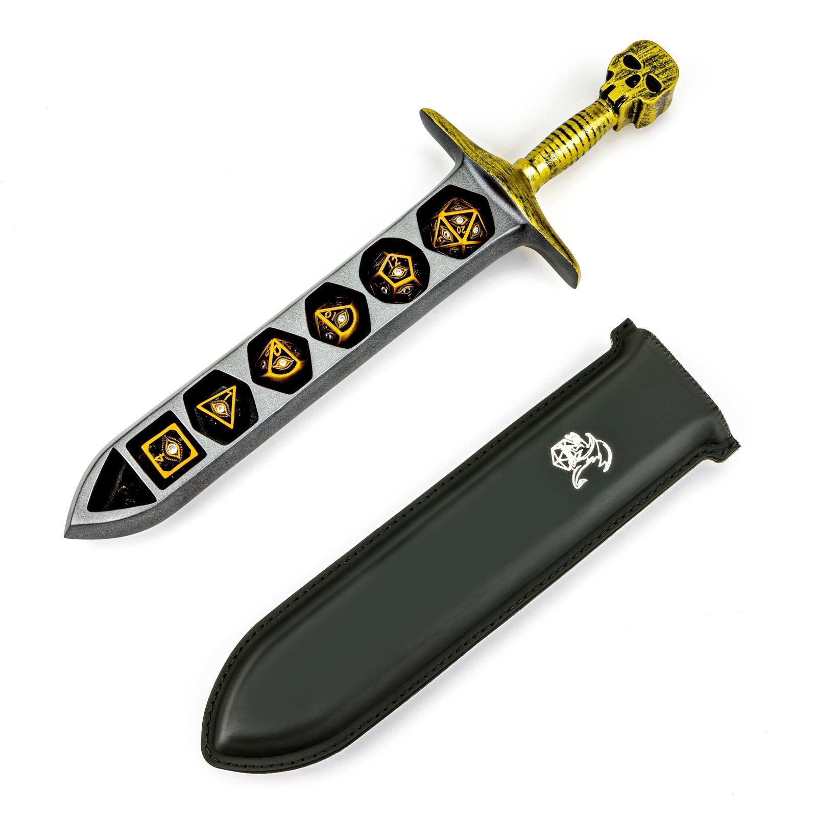 HYMGHO Grim Dagger Dice Case with Sheath in Gold