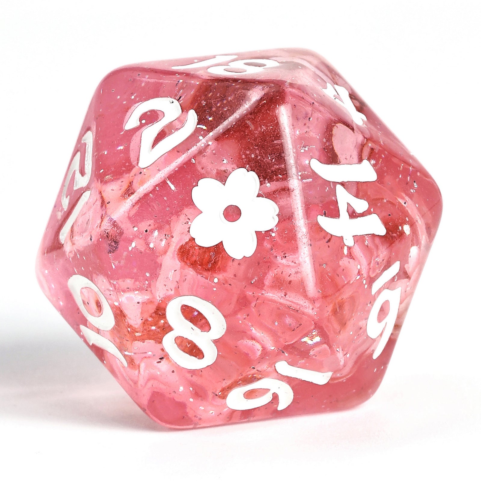 HYMGHO Sakura Blossom Pink with White Ink resin RPG dice set image 3