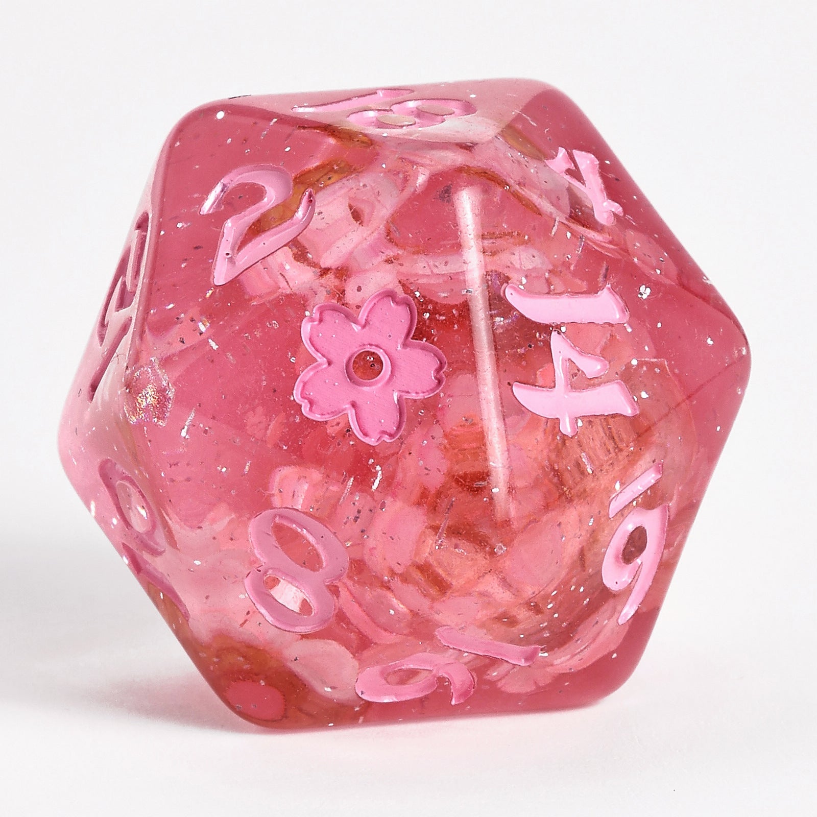 HYMGHO Sakura Blossom Pink Ink resin RPG dice set image 3