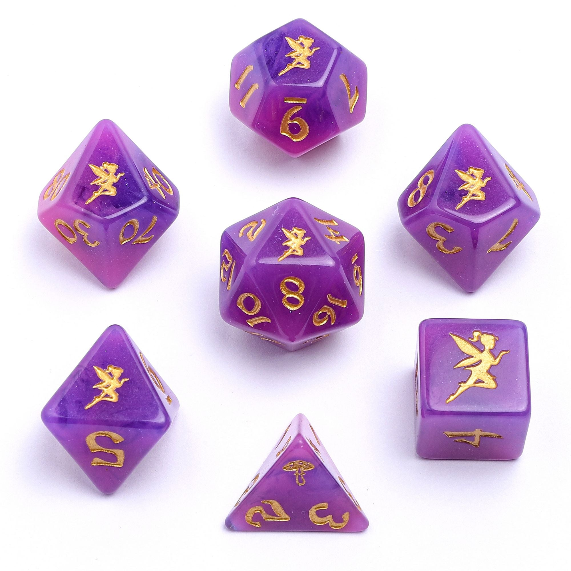 HYMGHO Wyrmforged Rollers Pixie Dust Gold RPG dice set