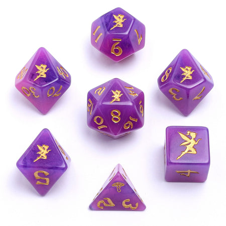 HYMGHO Wyrmforged Rollers Pixie Dust Gold RPG dice set