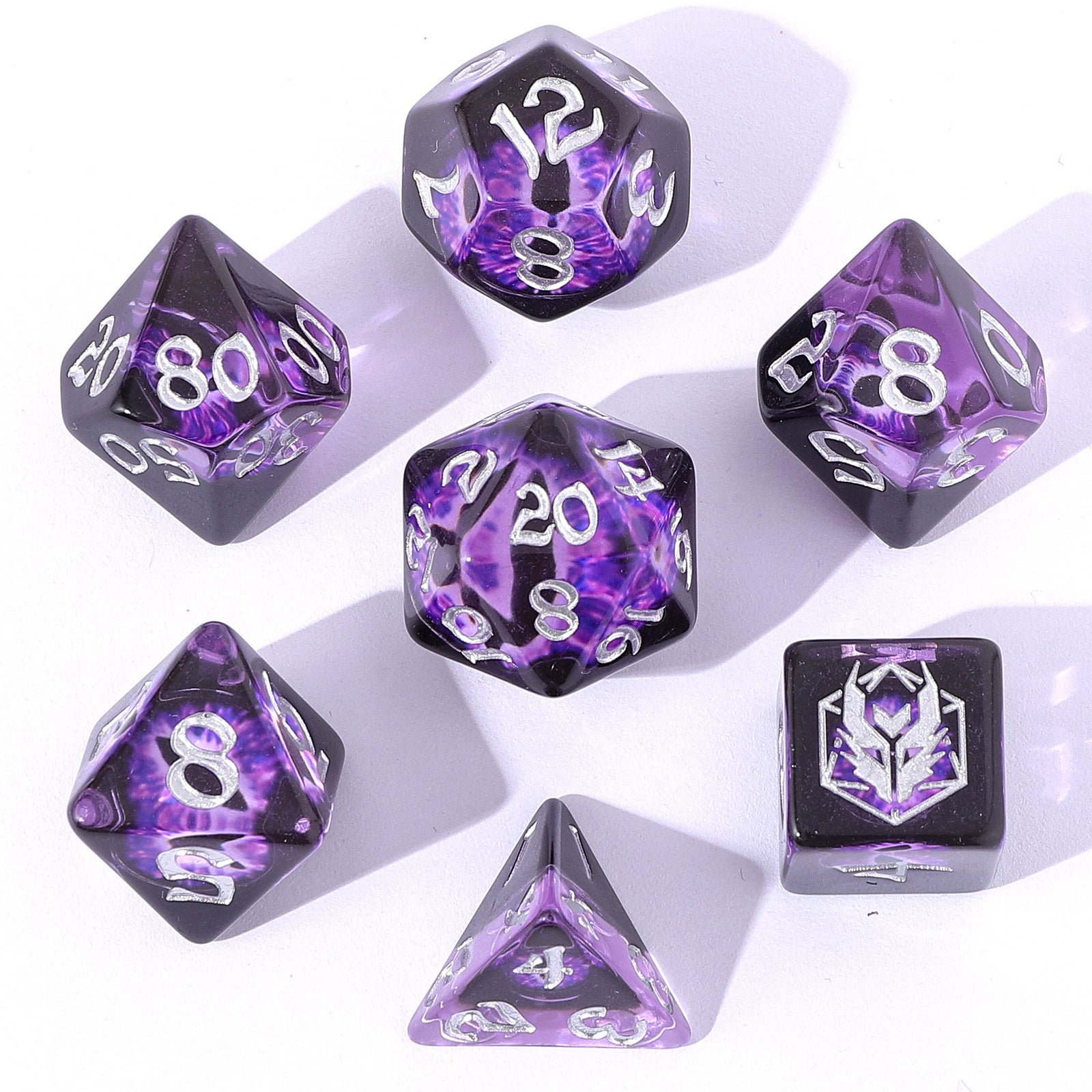 HYMGHO Wyrmforged Rollers Dragon Eye Purple RPG dice set