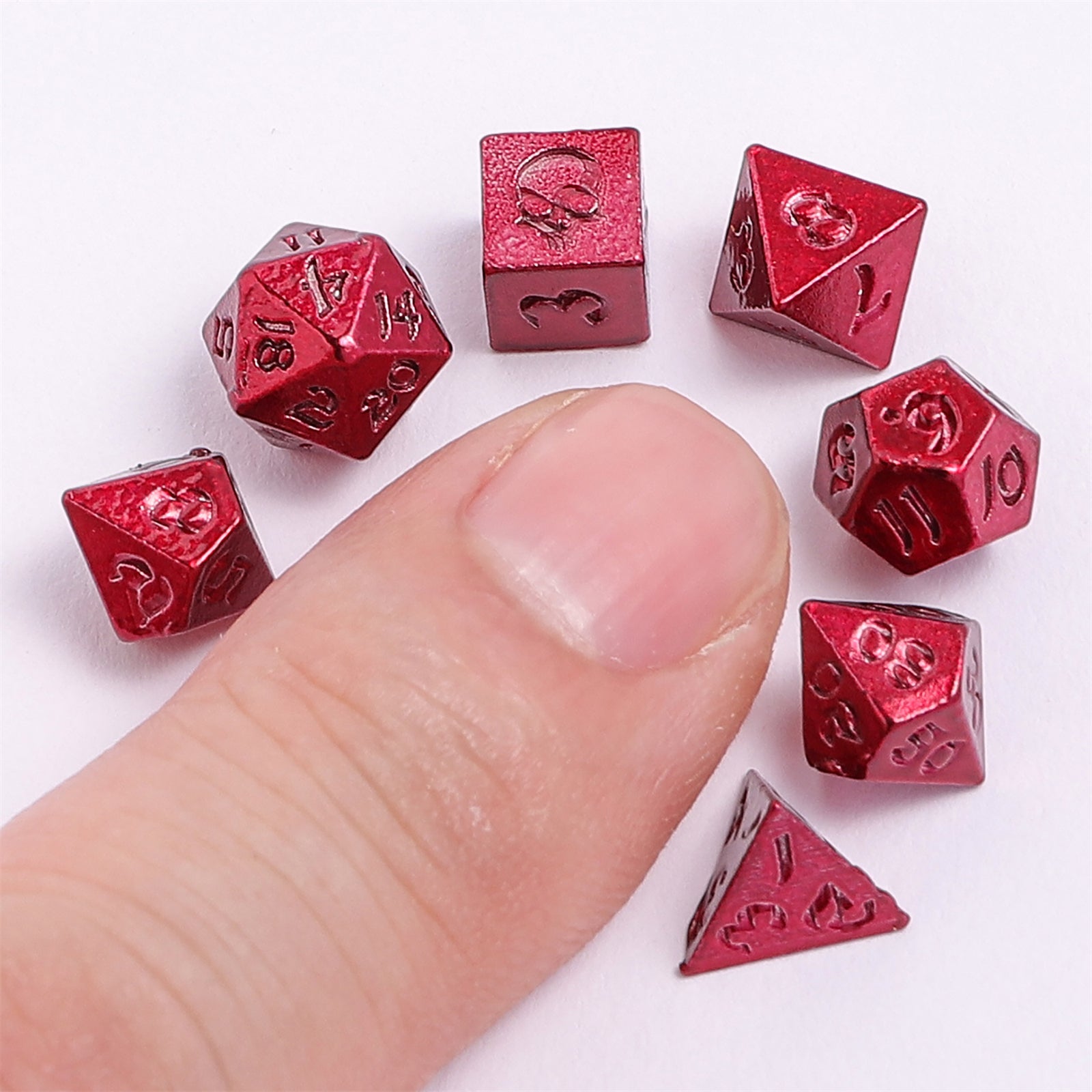 HYMGHO Unseelie Tiny RPG dice set in potion bottle, Red