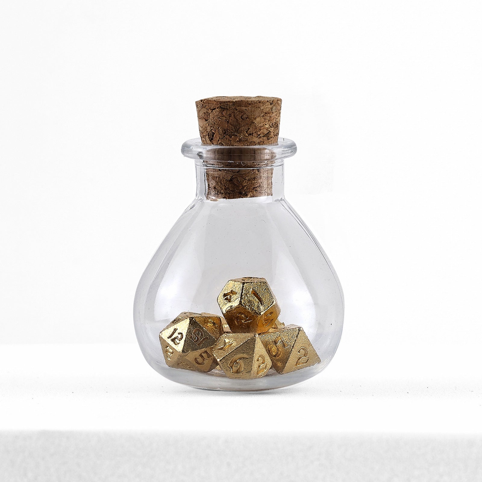 HYMGHO Unseelie Tiny RPG dice set in potion bottle, Gold