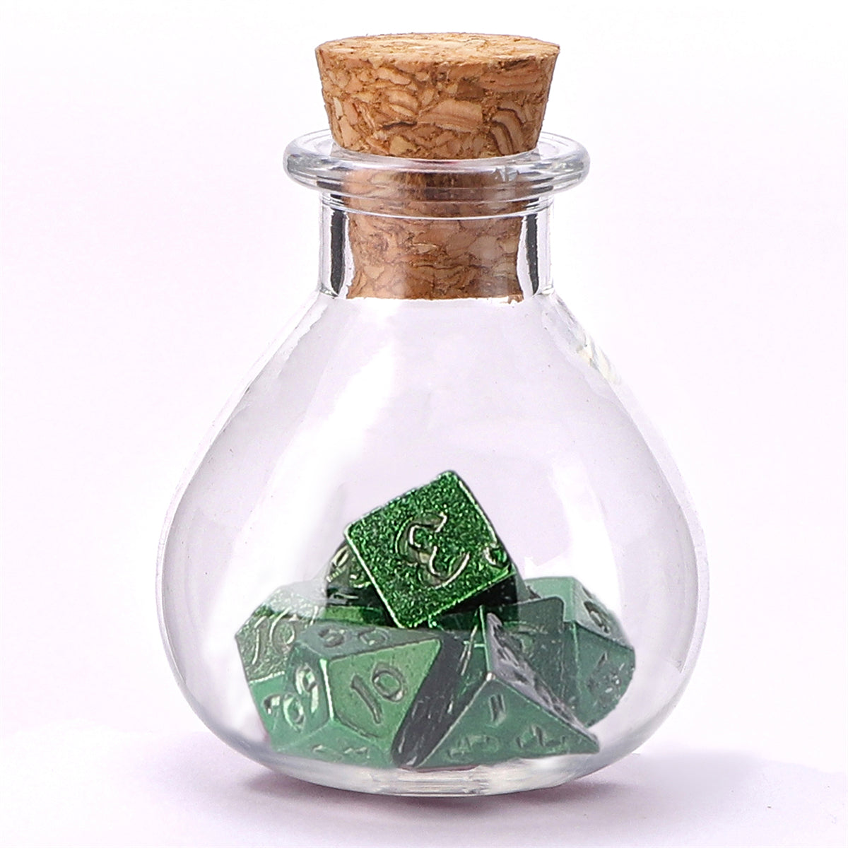 HYMGHO Unseelie Tiny RPG dice set in potion bottle, Green