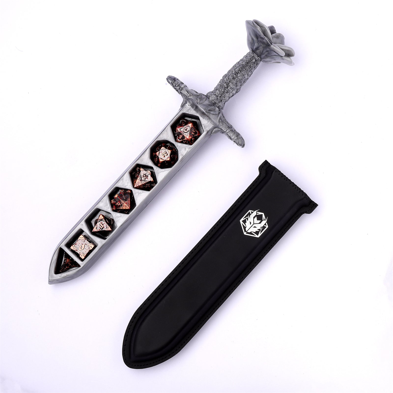 HYMGHO Rose Dagger Dice Case in Silver