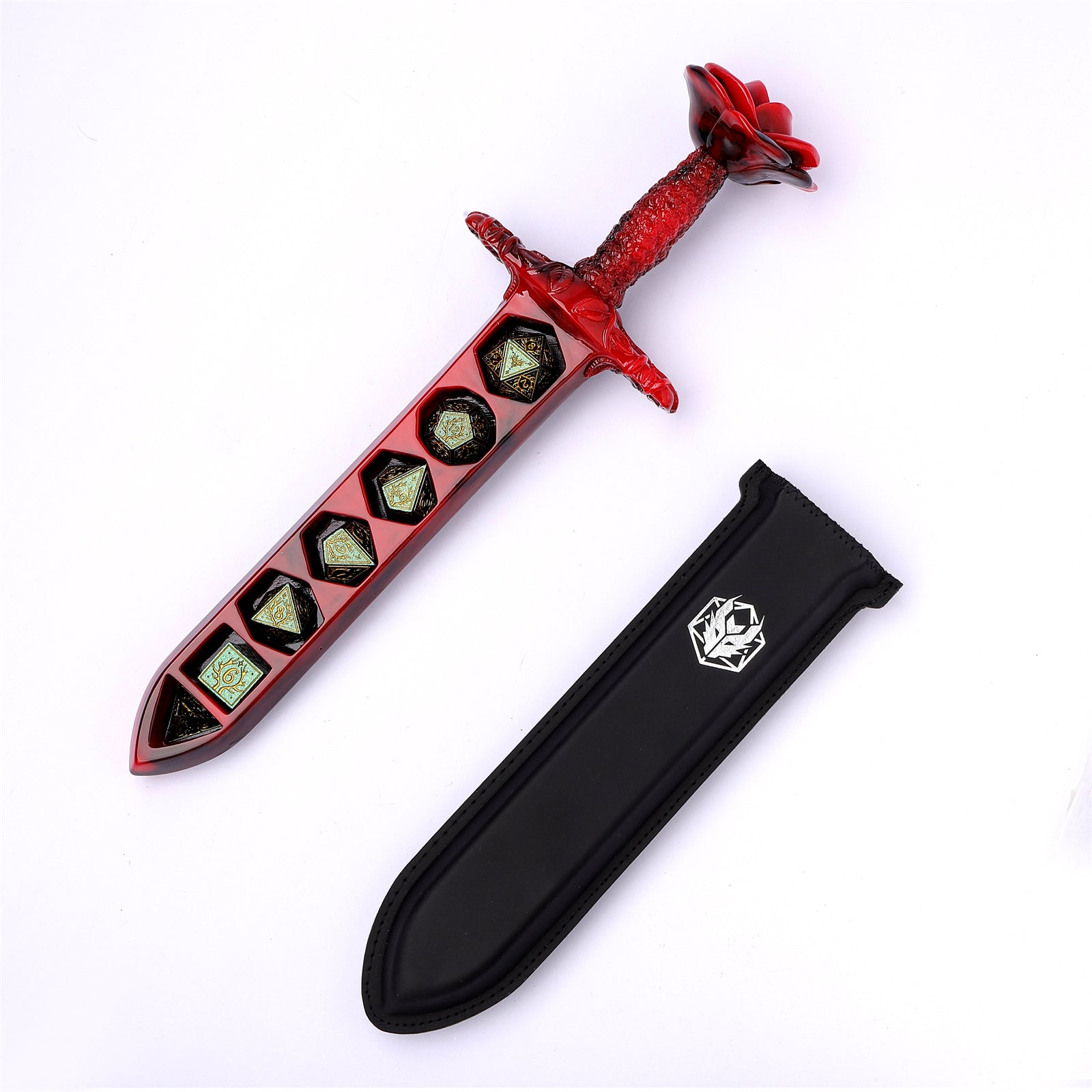 HYMGHO Rose Dagger Dice Case in Red