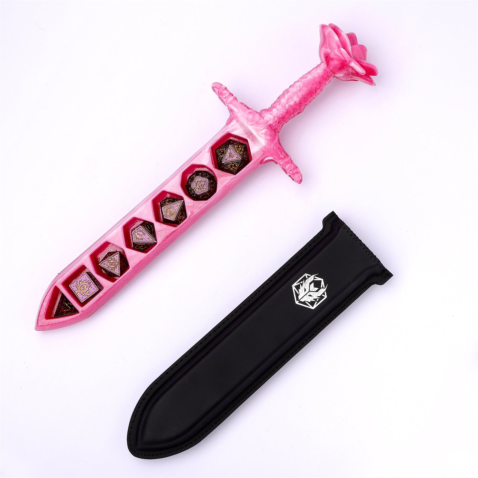 HYMGHO Rose Dagger Dice Case in Pink