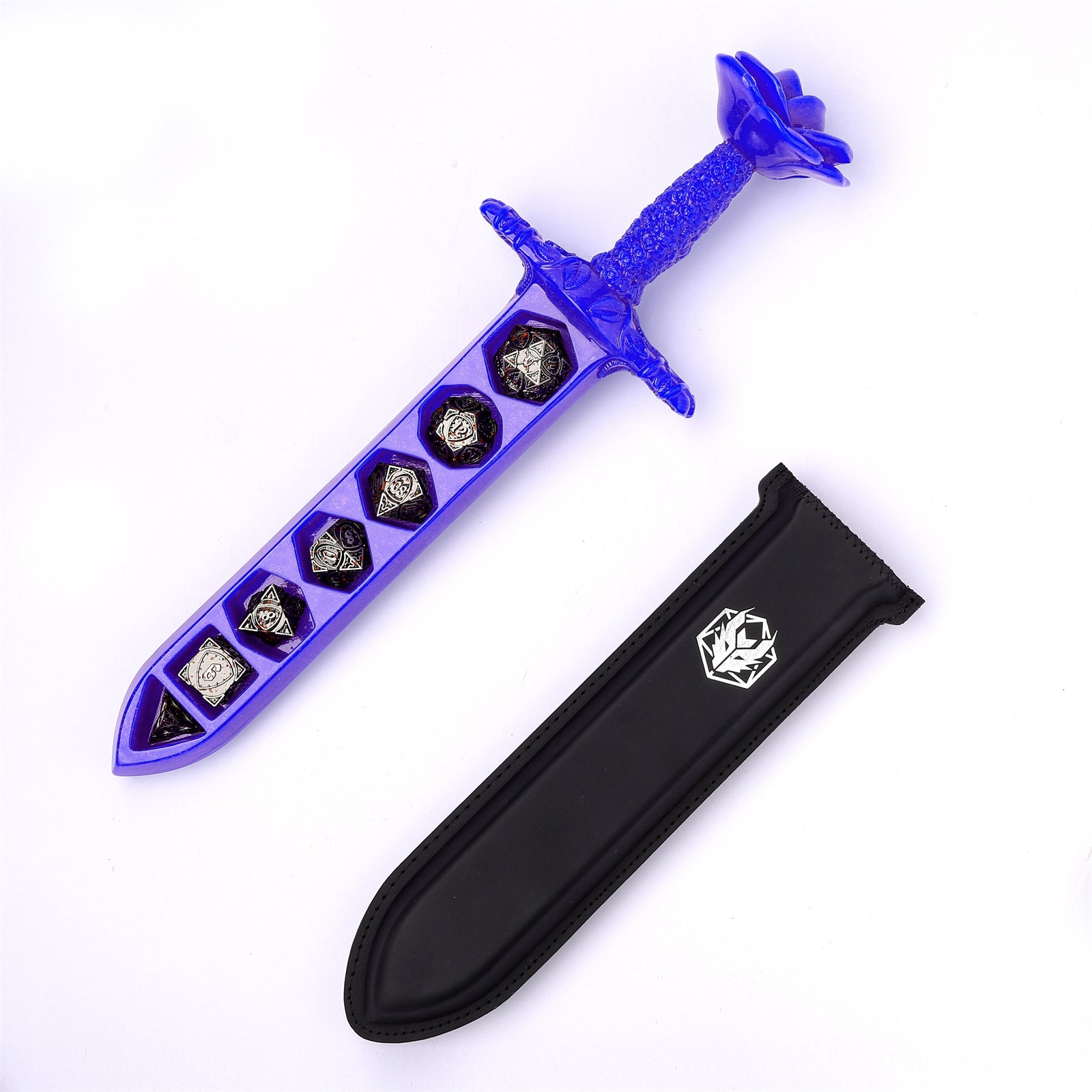 HYMGHO Rose Dagger Resin Dice Case Blue