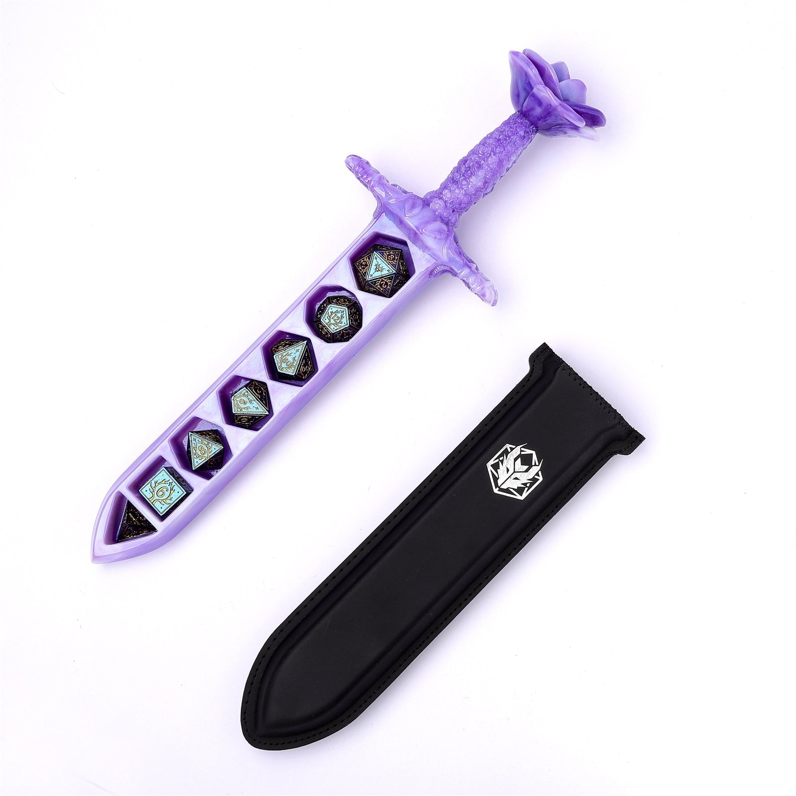 HYMGHO Rose Dagger Resin Dice Case Purple