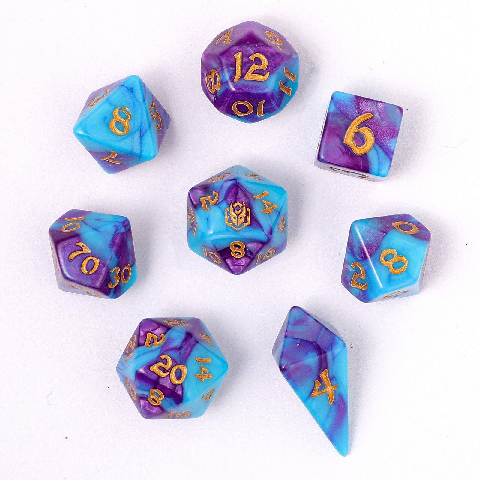 HYMGHO Wyrmforged Rollers 8 Piece RPG Dice Set Banshee's Wail