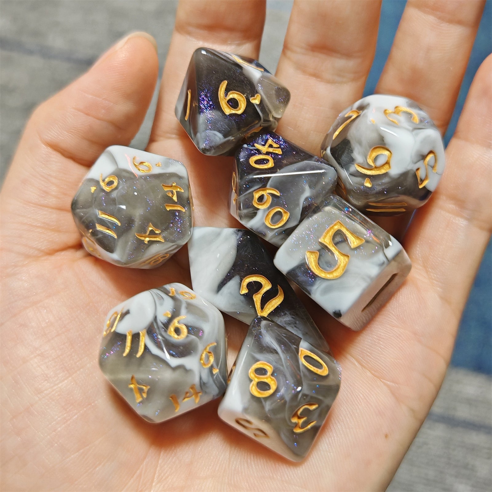 HYMGHO Wyrmforged Rollers Wraith Shadow RPG dice set packaging