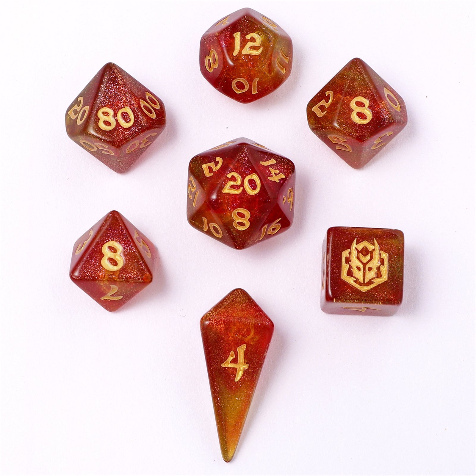 HYMGHO Wyrmforged Mini Phoenix Feather RPG dice set