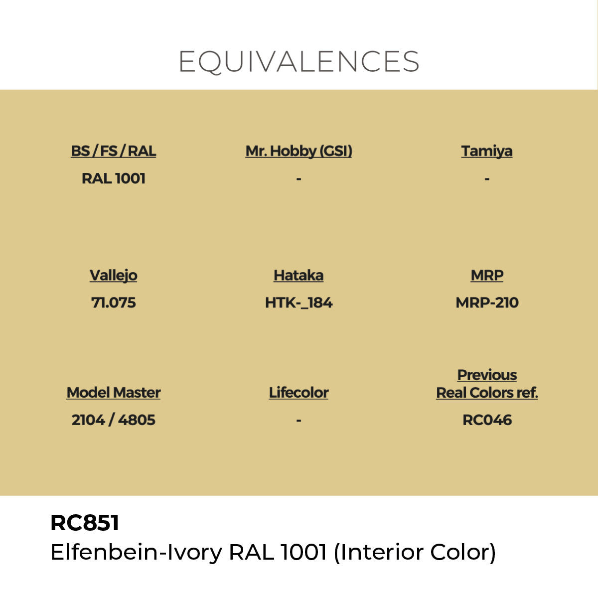 Real Colors Elfenbein-Ivory RAL 1001 (Interior Color) 17 ml. RC851