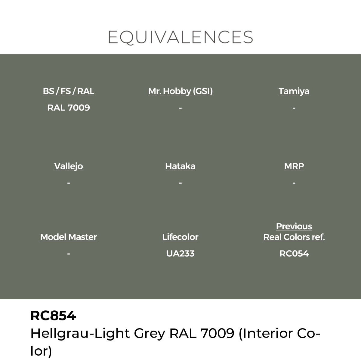 Real Colors Hellgrau-Light Grey RAL 7009 (interior color) 17 ml RC854