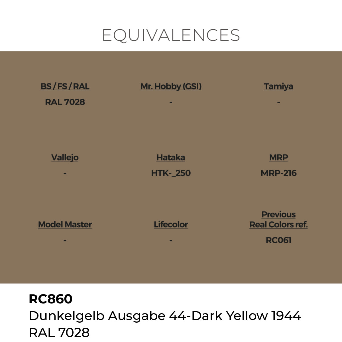 Real Colors Dunkelgelb Ausgabe 44-Dark Yellow 1944 RAL 7028 17 ml RC860