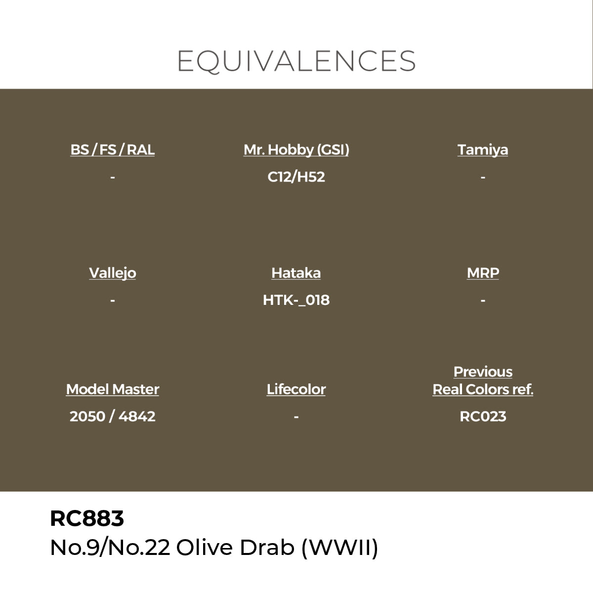 Real Colors No.9/No.22 Olive Drab (WWII) 17 ml. RC883
