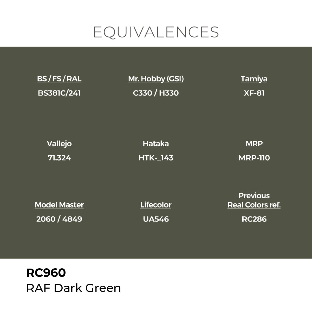 Real Colors RAF Dark Green 17 ml. RC960