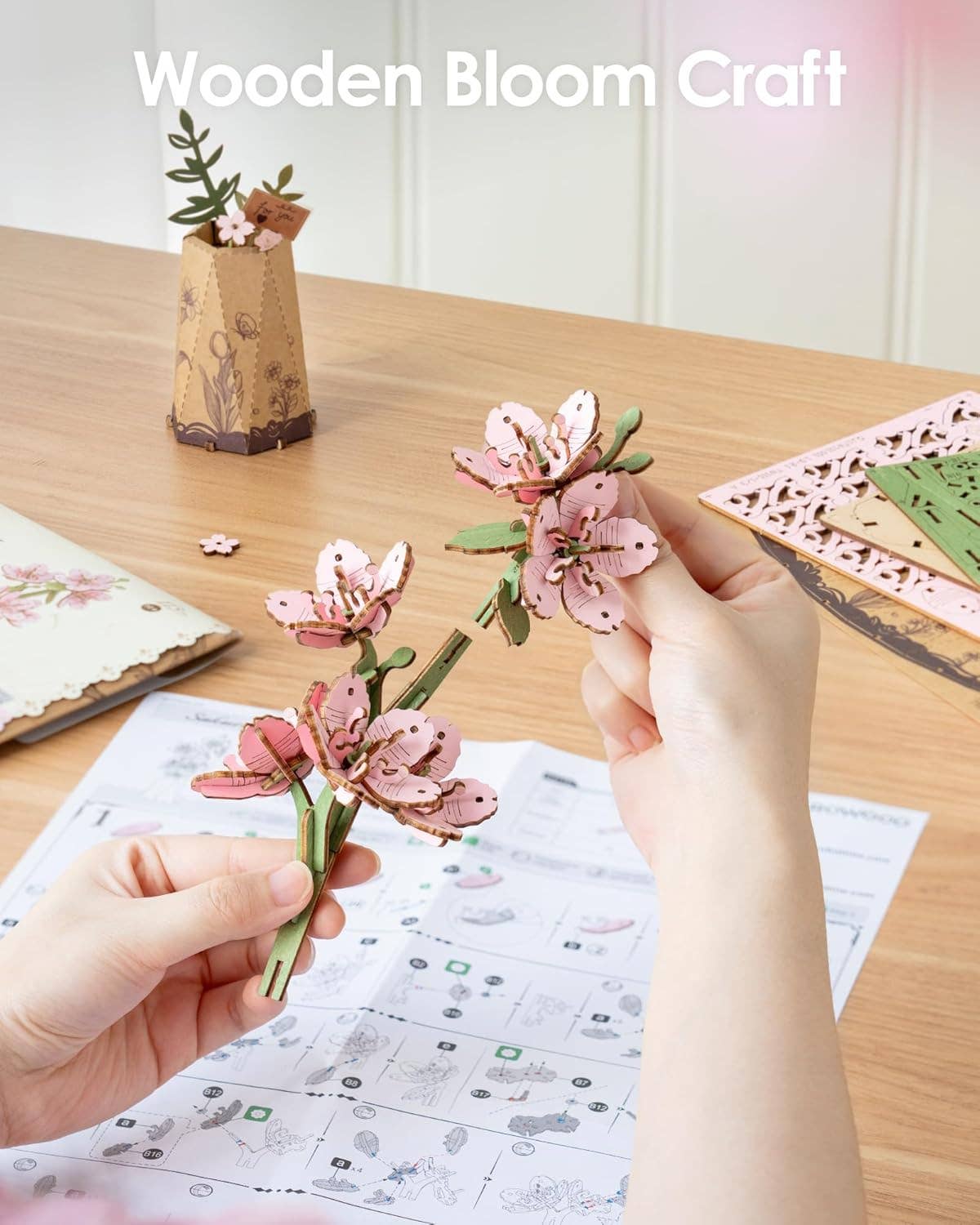 3D Wooden Flower Puzzles: Sakura
