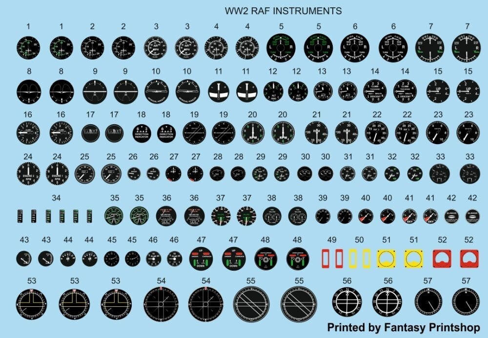 AirScale 1/24 RAF Instrument Dial Decals AS24RAF 