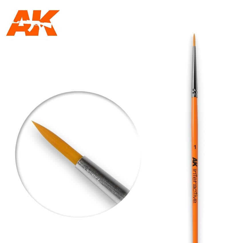 AK Interactive #1 Size Round Paintbrush Synthetic 603