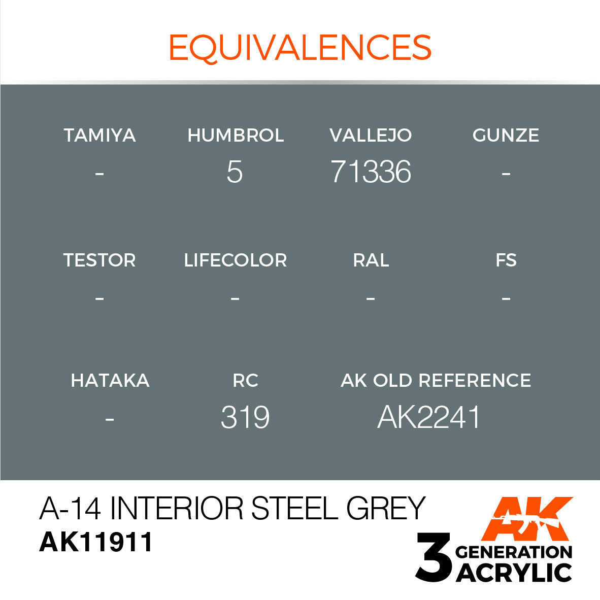 AK Interactive 3G Acrylic A-14 Interior Steel Grey AK11911
