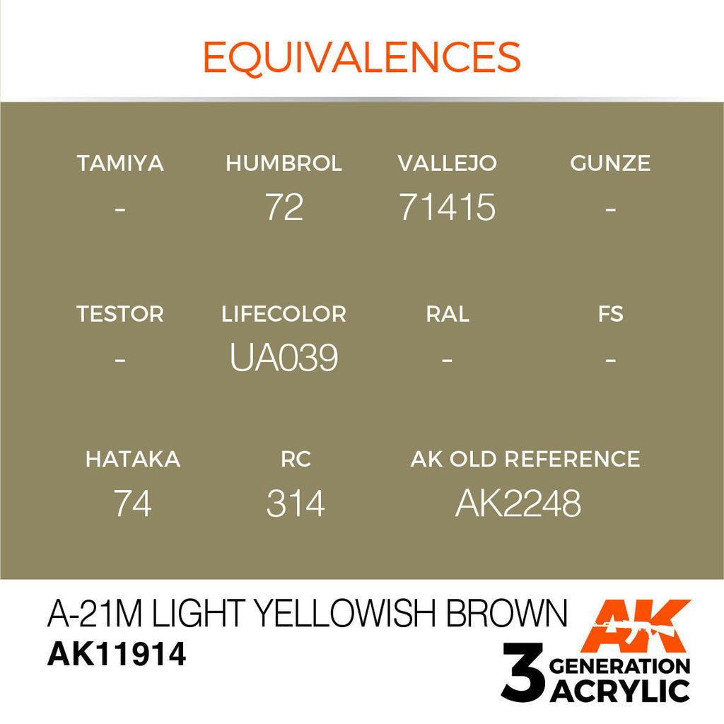 AK Interactive 3G Acrylic A-21M Light Yellowish Brown AK11914