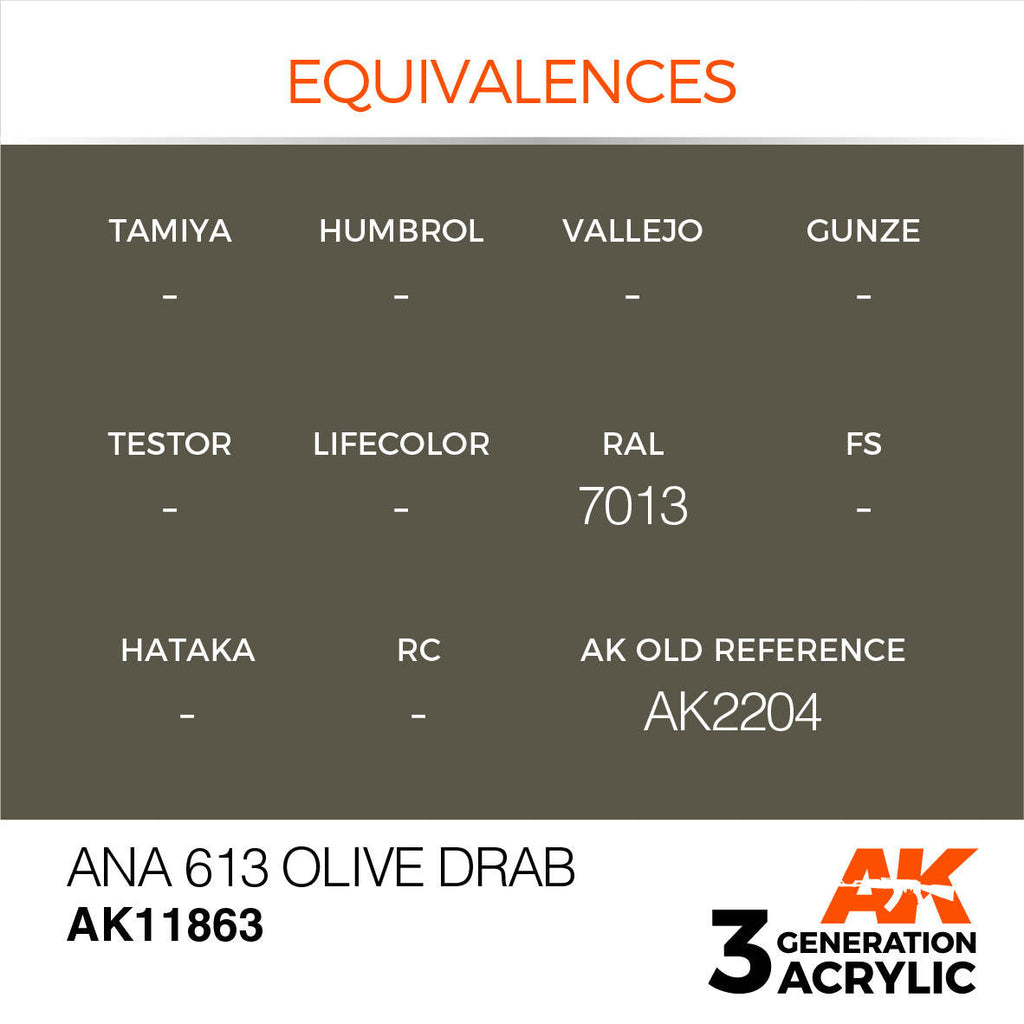 AK Interactive 3G Acrylic ANA 613 Olive Drab AK11863