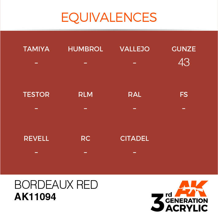 AK Interactive 3G Acrylic Bordeaux Red AK11094