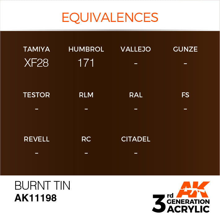 AK Interactive 3G Acrylic Burnt Tin AK11198