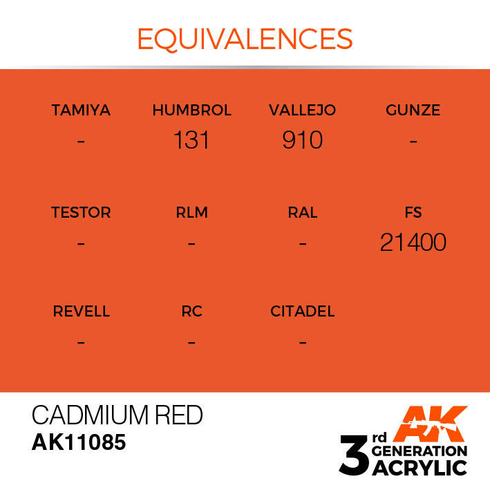 AK Interactive 3G Acrylic Cadmium Red AK11085