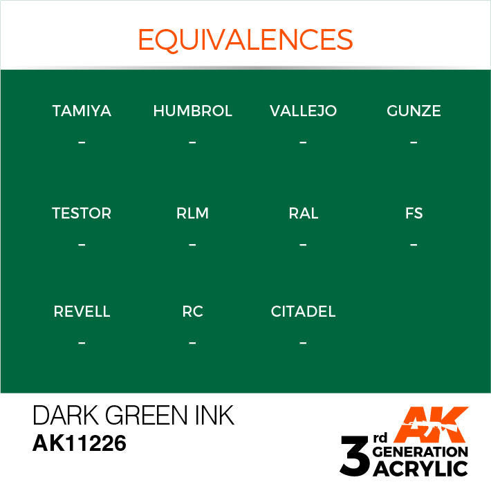 AK Interactive 3G Acrylic Dark Green Ink AK11226