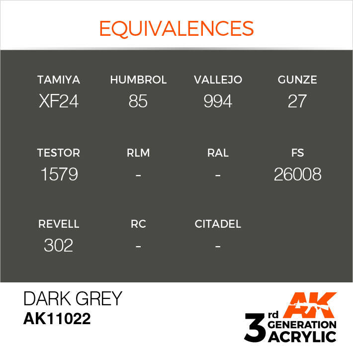 AK Interactive 3G Acrylic Dark Grey AK11022