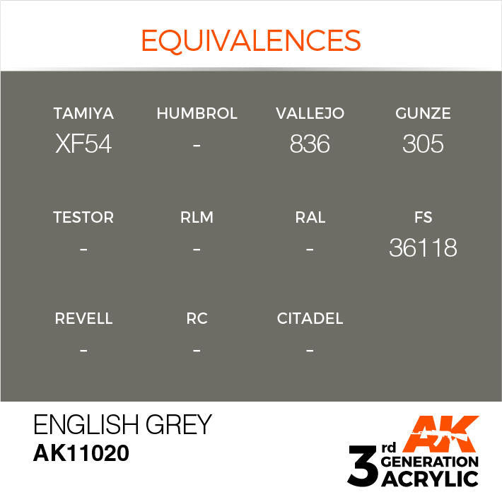 AK Interactive 3G Acrylic English Grey AK11020